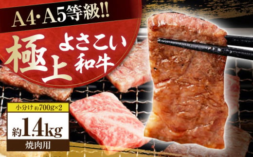 高知県産 よさこい和牛 焼肉用 約700g×2 総計約1.4kg 牛肉 国産 焼き肉 BBQ A4 A5 【(有)山重食肉】 [ATAP055] 878513 - 高知県高知市