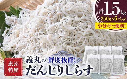 ＜冷凍250g×6パック＞義丸のだんじりしらす(釜揚げしらす)1.5kg_ しらす 釜揚げしらす シラス 小分け 冷凍 岸和田 だんじりしらす 新鮮 泉州 特産 パック 個包装 国産 産地直送 便利 海鮮 大阪 人気 おすすめ 【1518544】 1483879 - 大阪府岸和田市