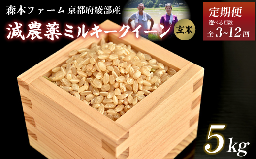 [定期便3〜12回][令和6年産]新米 減農薬ミルキークイーン 玄米 5kg [ 定期便 毎月お届け 3ヶ月 6ヶ月 12ヶ月 米 ミルキークイーン 5キロ 5kg 玄米 こめ コメ お米 おこめ 減農薬 低農薬 農家直送 綾部 京都 森本ファーム ]