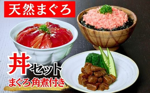 B16-017 三崎まぐろ2色丼セット まぐろの角煮付　520ｇ（漬けまぐろ200ｇ,目鉢まぐろすきみ200ｇ,まぐろの角煮120ｇ） 1175818 - 神奈川県三浦市