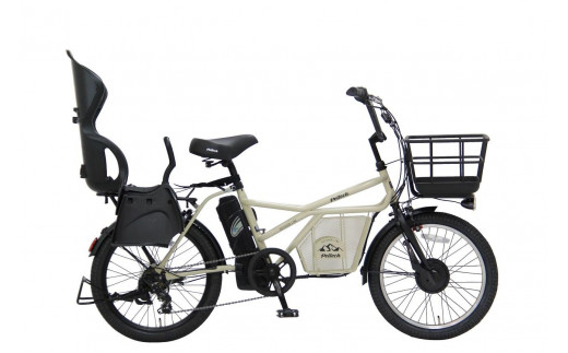 ヱビス自転車 ミニベロカーゴ電動アシスト自転車 GRC-515L-R 20インチ シマノ製外装7段変速【本体：マットベージュ×子乗せ：ブラック】
