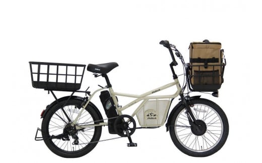ヱビス自転車 ミニベロカーゴ電動アシスト自転車 GRC-515L-PET 20インチ シマノ製外装7段変速【本体：マットベージュ×リュック：キャメル】
