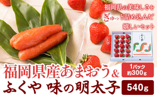 福岡県産あまおうギフト箱 & ふくや味の明太子 540g 南国フルーツ株式会社《1月上旬-3月末頃出荷》福岡県 小竹町 あまおう いちご めんたいこ 明太子 セット 送料無料【配送不可地域あり】 1552763 - 福岡県小竹町