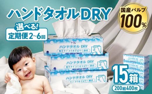 [選べる定期便] ナクレ ハンドタオル DRY 15個 (1箱/240枚120組)配送回数 選べる 定期便 定期 ペーパー ハンドペーパー キッチンペーパー ペーパータオル キッチンタオル タオル 紙 厚手 ティッシュ 人気 東北 岩手 金ケ崎 送料無料 まとめ買い 国産 日用品