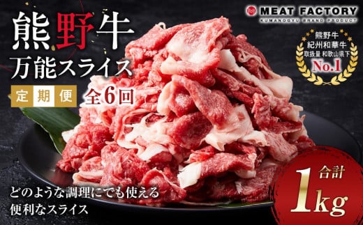 【定期便】熊野牛 万能スライス 1kg ×年6回 偶数月 配送【MT9】