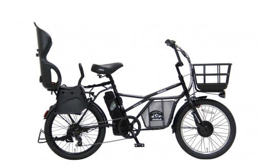 ヱビス自転車 ミニベロカーゴ電動アシスト自転車 GRC-515L-R 20インチ シマノ製外装7段変速【本体：マットブラック×子乗せ：ブラック】