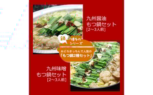 【博多鍋セット1】一番人気のもつ鍋2種セット「九州醤油もつ鍋」と「九州味噌もつ鍋」計4～6人前《築上町》【株式会社ベネフィス】 [ABDF175] 22000円 1547406 - 福岡県築上町