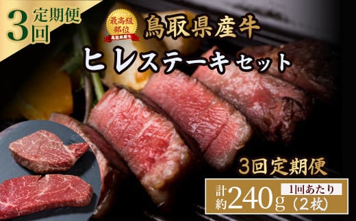 鳥取県産牛 ヒレステーキ 240g×3回 定期便 国産 牛肉 赤身 ヒレ ステーキ 冷凍 定期便 肉 おすすめ 希少部位 ブランド牛 フィレ 倉吉市