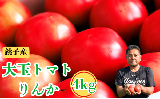 今期 9/15～11/30  とまと りんか 4kg  トマト 大玉 りんか 甘い ジューシー 人気 定番 美味しい 野菜 厳選 新鮮 贈答 ギフト サラダ パスタ リコピン トマトジュース ジュース ケチャップ 調味料 美容 健康 緑黄色野菜 11000円 11000 千葉県 銚子市 国産 銚子産 はぎわらファーム 1521370 - 千葉県銚子市