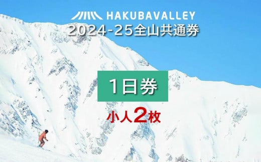 2024-2025 Hakuba Valley 全山共通1日券 小人2枚 1548386 - 長野県大町市