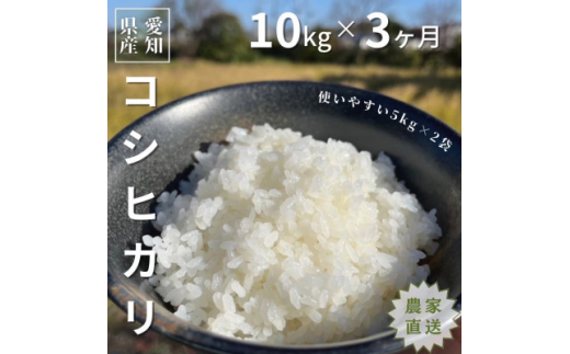 ＜毎月定期便＞10kg(5kg×2袋)×3ヶ月 農家直送!低農薬コシヒカリ全3回【4057782】 1550290 - 愛知県岡崎市