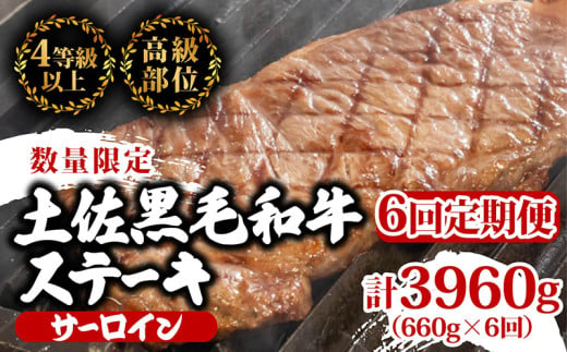 【定期便6回】土佐黒毛和牛サーロインステーキ 計3.96kg（660g×6ヶ月連続お届け) 2Wコース | 特撰 サーロイン肉 最上位等級 A4 A5 最高 ランク 贅沢 厚切り ステーキ用 焼肉用 キャンプ飯 国産 牛肉 高知県 須崎市 TM51000 1703595 - 高知県須崎市