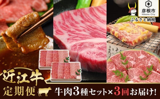 【千成亭】3ヵ月連続お届け！近江牛定期便（三角バラ焼肉600g・サーロイン180g×2枚、ヒレ150g×2枚・近江牛味噌漬け700g）｜近江牛 滋賀 近江牛 和牛 牛肉 バラ 焼き肉 トロ刺し トロ握り サーロイン ヒレ ステーキ みそ漬け 近江牛 牛肉 近江牛 和牛 おすすめ 近江牛 彦根 近江牛 牛肉 バラ肉 サーロインステーキ ヒレステーキ 近江牛 近江牛 牛肉 贅沢 おすすめ 送料無料 803049 - 滋賀県彦根市