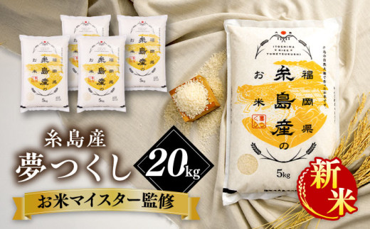 【お歳暮対象】【こだわり精米】【令和6年産新米】 糸島産 夢つくし 20kg(5kg×4) 糸島市 / RCF 米 お米マイスター [AVM009] 米 こめ コメ 白米 夢つくし ごはん 飯 1413720 - 福岡県糸島市