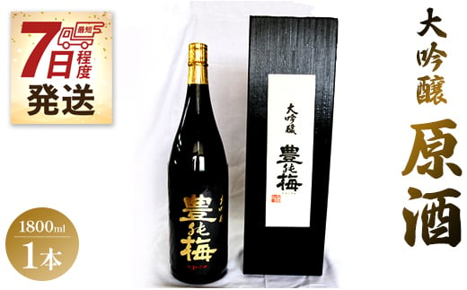 【7日程度で発送】華やかな香りの大吟醸原酒(ギフト用)1800ml - 日本酒 お酒 さけ 豊能梅 とよのうめ 送料無料 アルコール のし 贈り物 晩酌 gs-0068