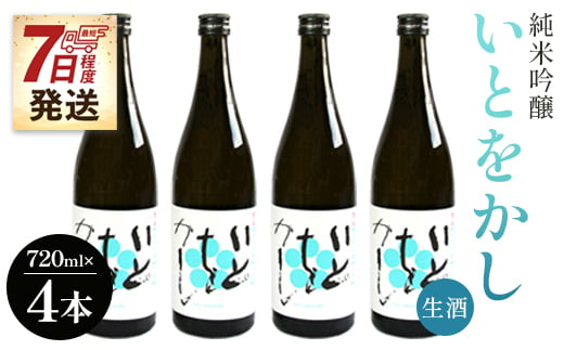 日本酒 生酒 純米 純米吟醸いとをかし生酒720ml×4本 【7日程度で発送】 白ワインのようなお酒！お酒 日本酒 地酒 アルコール フルーティー 高木酒造 高知県 香南市 gs-0084 1029970 - 高知県香南市