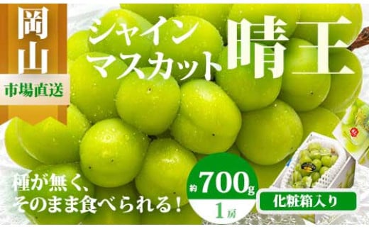 Cz-9　【令和7年発送・先行予約】岡山県産　シャインマスカット（700g以上・晴王）1房　化粧箱入り 1509673 - 岡山県和気町