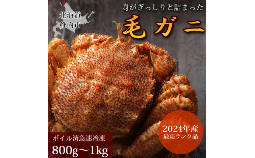 ＜ボイル済み急速冷凍＞身がパンパンに詰まった稚内産毛ガニ800g～1kg(超大サイズ)×1尾【1511903】 1354381 - 北海道稚内市