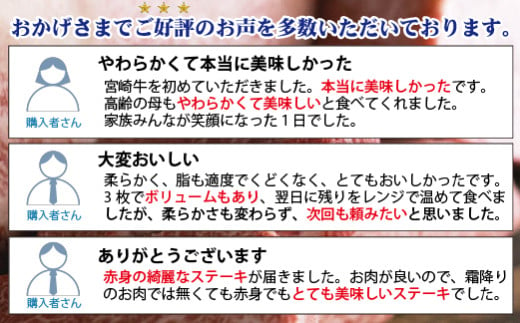 宮崎県小林市のふるさと納税 【Ａ4等級以上】小林市産宮崎牛厳選赤身モモステーキ　150ｇ×3枚（国産 牛肉 黒毛和牛 宮崎牛 赤身 ステーキ 産地直送 生産者直売 送料無料）