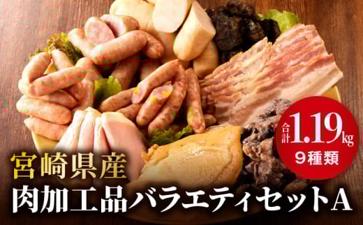 宮崎県産肉加工品バラエティセットA(合計1.19kg 9種類)_M009-011 1090748 - 宮崎県宮崎市