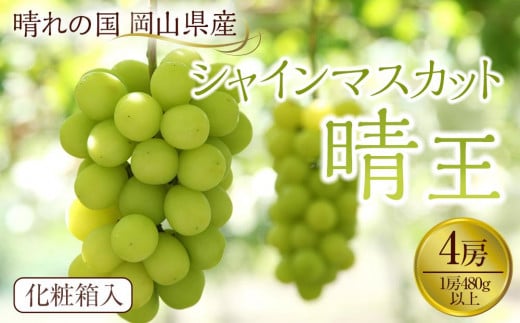 ぶどう 2025年先行予約 岡山県産 シャインマスカット『晴王』4房(1房480g以上) 1329074 - 岡山県岡山市