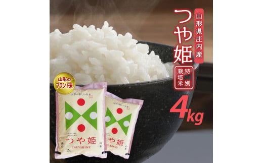 SA2452　令和6年産【精米】特別栽培米 つや姫　4kg(2kg×2袋) AB