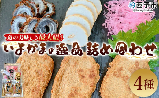 ＜魚の美味しさ最大限！いよかまの逸品詰め合わせ 4種＞ メインディッシュにも！じゃこてん セット 魚肉 練り物 鯛皮 すり身 ちくわ けずり蒲鉾 珍味 おつまみ 惣菜 おかず 郷土料理 特産品 伊予蒲鉾 愛媛県 西予市【冷蔵】