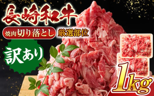 【訳あり】【A4～A5】長崎和牛焼肉切り落とし(肩ロース・バラ）　1kg（500g×2p）【株式会社 MEAT PLUS】 [QBS004] 肉 牛肉 こま切れ A4～A5ランク 訳アリ ワケあり しゃぶしゃぶ すき焼き 長崎和牛 1413851 - 長崎県佐々町