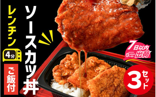 福井名物 ソースカツ丼 ３個 [A-135004] / 秘伝のソース サクサク 手軽 本格 一人暮らし 惣菜 レンジ レンチン 簡単 かつ丼 カツ カツ丼 ソースカツ 1401678 - 福井県福井市