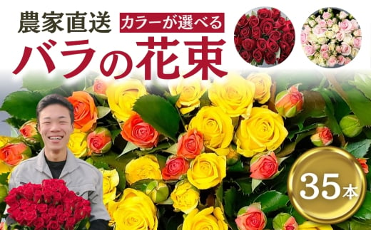 【おまかせ/ラッピング有】バラ 花束 35本  花 薔薇  生花 愛知県 田原市