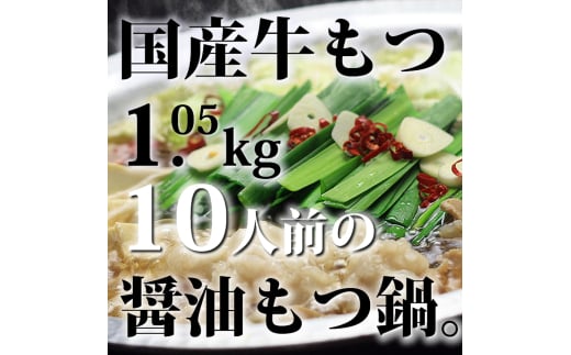 国産牛もつ1kgオーバー！ 九州醤油もつ鍋 メガ盛り10人前 [牛もつ1.05kg／九州醤油スープ付] 1102019 - 福岡県小郡市