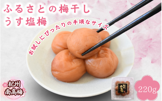 【紀州南高梅】ふるさとの梅干し うす塩梅 220g / 和歌山 田辺 紀州 南高梅 お試し 試食 初めて 味見 特選 国産 おにぎり お弁当 免疫 塩分補給  【nmn001】 1556105 - 和歌山県田辺市
