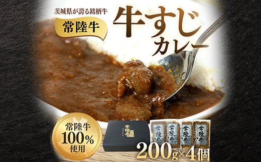 牛すじカレー 200g×4個 茨城県 ブランド牛 常陸牛 使用 521 1555392 - 茨城県茨城町