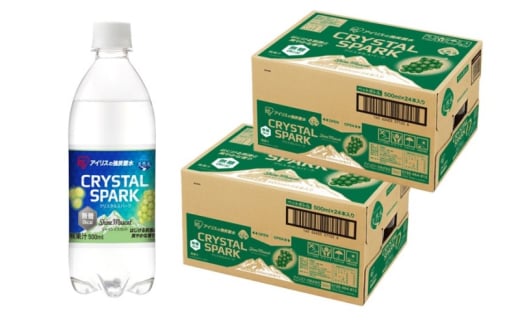 [№5353-0718]炭酸 CRYSTAL SPARK クリスタルスパーク 炭酸水 無糖 シャインマスカット 500ml×48本 飲料 ※配送不可：沖縄、離島