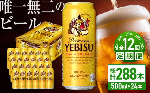 【全12回定期便】サッポロ ヱビスビール 500ml×24缶　合計288缶 日田市 / 株式会社綾部商店 [ARDC066] 1555645 - 大分県日田市