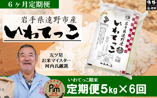 【 定期便 6回 】【 五つ星 お米マイスターProf. 厳選 】遠野産 新米 いわてっこ 5kg 【 コメマルシェ 河判 】 米 お米 おこめ 白米 精米 ふっくら ツヤツヤ SDGs 岩手県 遠野市 国産 送料無料 6ヶ月 1073512 - 岩手県遠野市