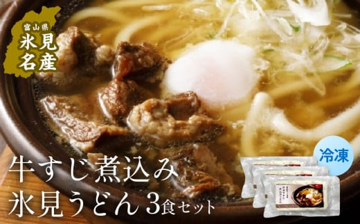 冷凍牛すじ煮込み氷見うどん３食セット  富山県 氷見市 うどん 煮込み 鍋