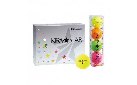 ゴルフ ボール カラーボール KIRA STAR 12球入 1ダース【カラー：4色×3セット（イエロー、オレンジ、ピンク、ライム）】キャスコ KASCO 高弾道 ユニセックス 初心者 かわいい 2ピース 1コア 1カバー 見える ソフト ヘッドスピード さぬき市 1556625 - 香川県さぬき市