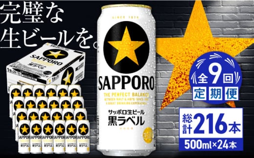 【全9回定期便】サッポロ生ビール 黒ラベル 500ml×24缶　合計216缶 日田市 / 株式会社綾部商店 [ARDC083] 1555662 - 大分県日田市