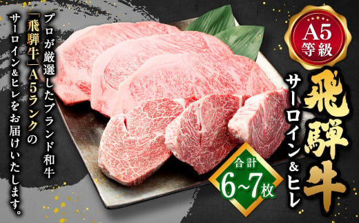 飛騨牛 A5 等級 サーロイン （3枚）＆ ヒレ （3〜4枚） | 肉のかた山 ステーキ 牛肉 牛 肉 和牛 国産 黒毛和牛  727611 - 岐阜県美濃加茂市