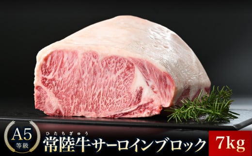 【常陸牛】A5等級 サーロインブロック 選べる容量 7㎏【牛肉 肉 A5 サーロイン さーろいん ブロック 霜降り ステーキ すてーき 焼肉 バーベキュー 牛 柔らかい お祝い ジューシー 茨城県】