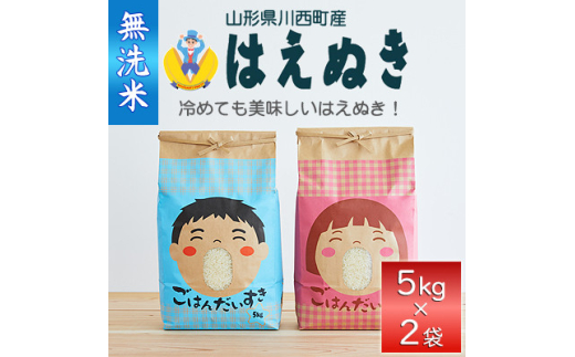 令和6年産　はえぬき10kg(5kg×2袋)＜無洗米＞【1567622】 1570226 - 山形県川西町