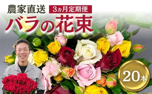 バラ 花束 20本 定期便 3カ月コース