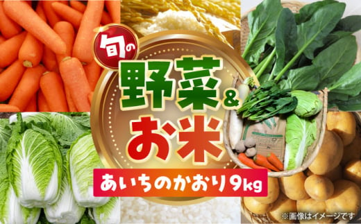 愛西市産 あいちのかおり9kgと旬の季節野菜詰め合わせ お米 精米 野菜 愛西市／お米の三輪 [AECM003]