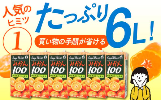 佐賀県江北町のふるさと納税 【佐賀県産温州みかん使用】人気上昇中！さがみかん100　1L×6本【JAさが 杵島支所】果汁100% 濃縮還元 [HAM039]