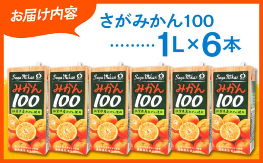 佐賀県江北町のふるさと納税 【佐賀県産温州みかん使用】人気上昇中！さがみかん100　1L×6本【JAさが 杵島支所】果汁100% 濃縮還元 [HAM039]