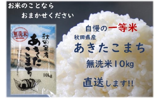 令和6年産 秋田県産あきたこまち 一等米 農家直送 無洗米10kg 1123704 - 秋田県大仙市