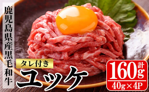 鹿児島県産 黒毛和牛 ユッケ 160g（40g×4P）タレ付き！ A4等級以上！冷凍  小分け 国産 鹿児島県産 黒毛和牛 牛肉 赤身 ユッケ【A-1679H】