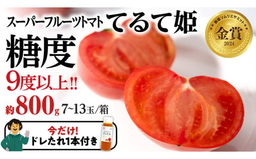 [12/31まで早期予約限定 ドレたれ1本付き]糖度9度以上 てるて姫小箱 約800g×1箱 ブランドトマト 2025年2月上旬発送開始 フルーツトマト トマト とまと てるてひめ 桜川市 茨城県桜川市 [BC065sa]