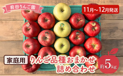 りんご 【 11月 ～ 12月発送 】 前田りんご園 家庭用 りんご 品種おまかせ詰め合わせ 約 5kg 【 弘前市産 青森りんご 】 1558511 - 青森県弘前市